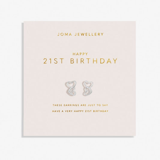 Joma Jewellery Forever Yours "Happy 21st Birthday" Earrings