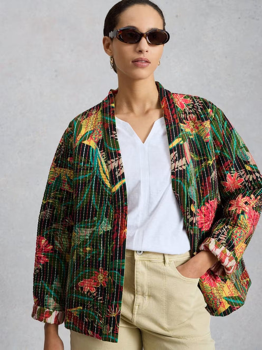 White Stuff Printed Quilted Jacket