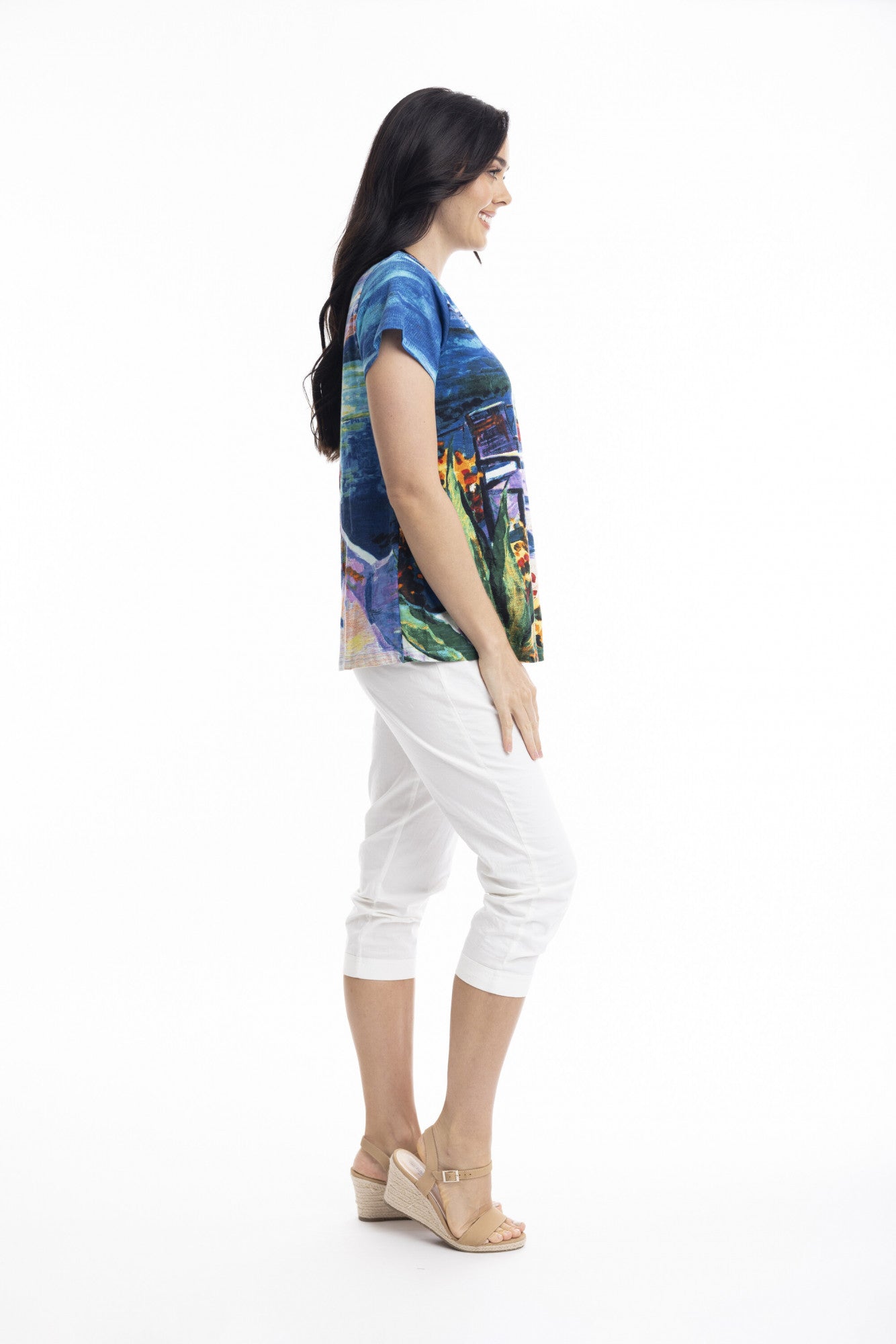 Orientique Contemporary Cotton V Neck Santorini T Shirt