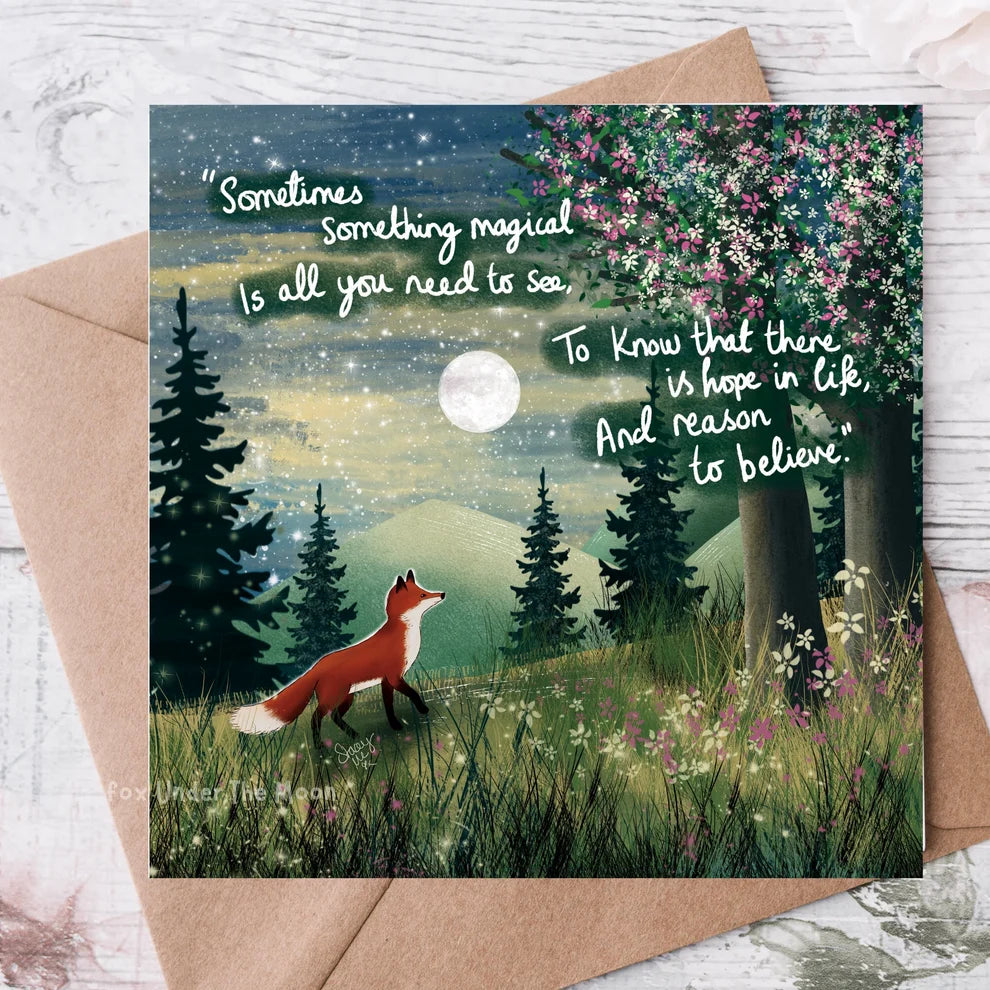 Fox Under The Moon Card “Magical”