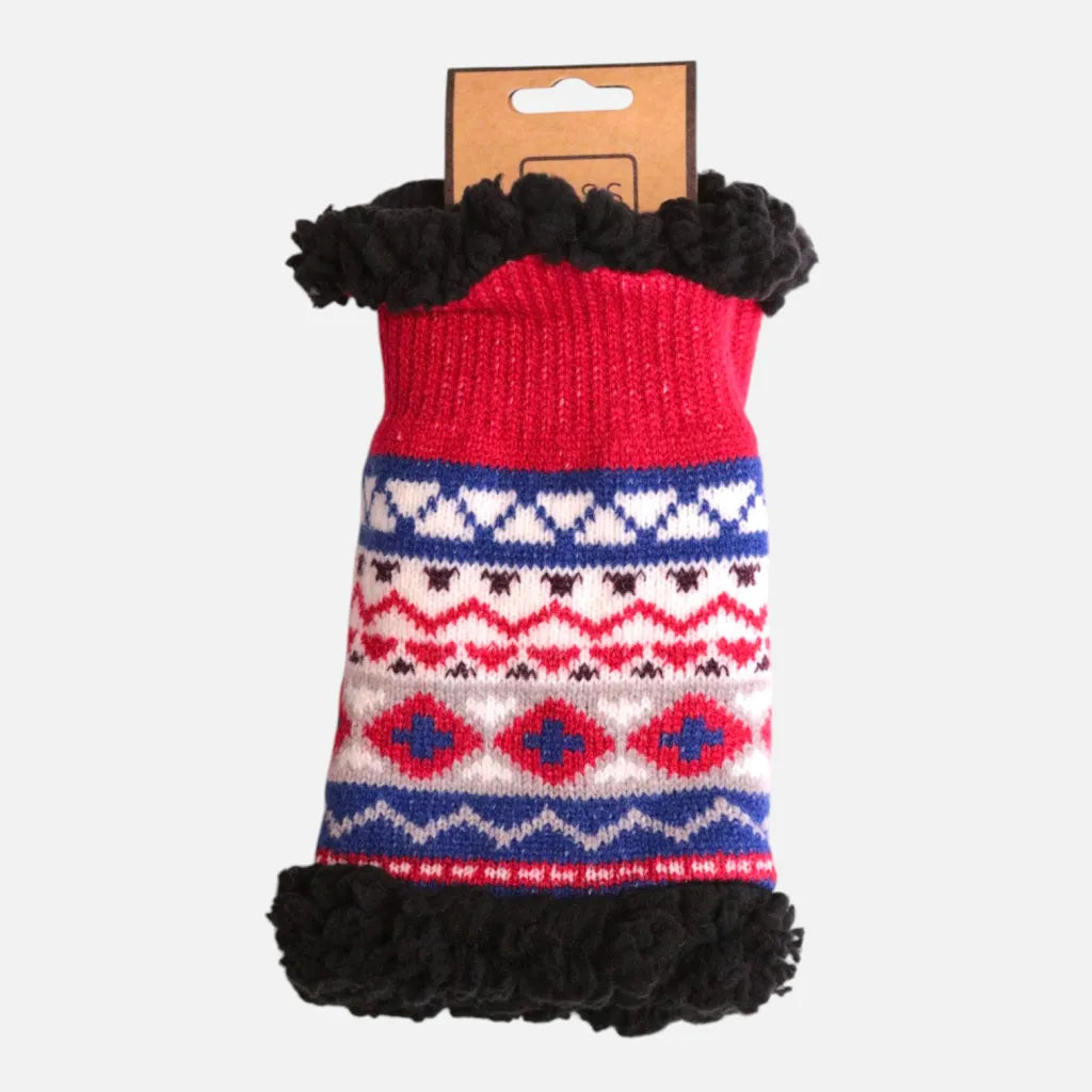 Jess & Lou Red Nordic Fingerless Gloves