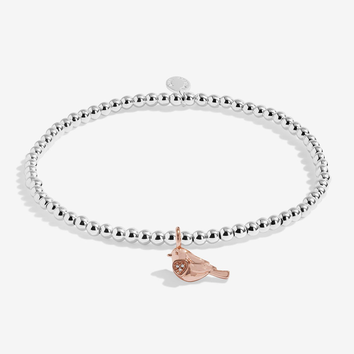 Joma Christmas A Little 'Christmas Robin' Bracelet In Silver and Rose Gold Plating
