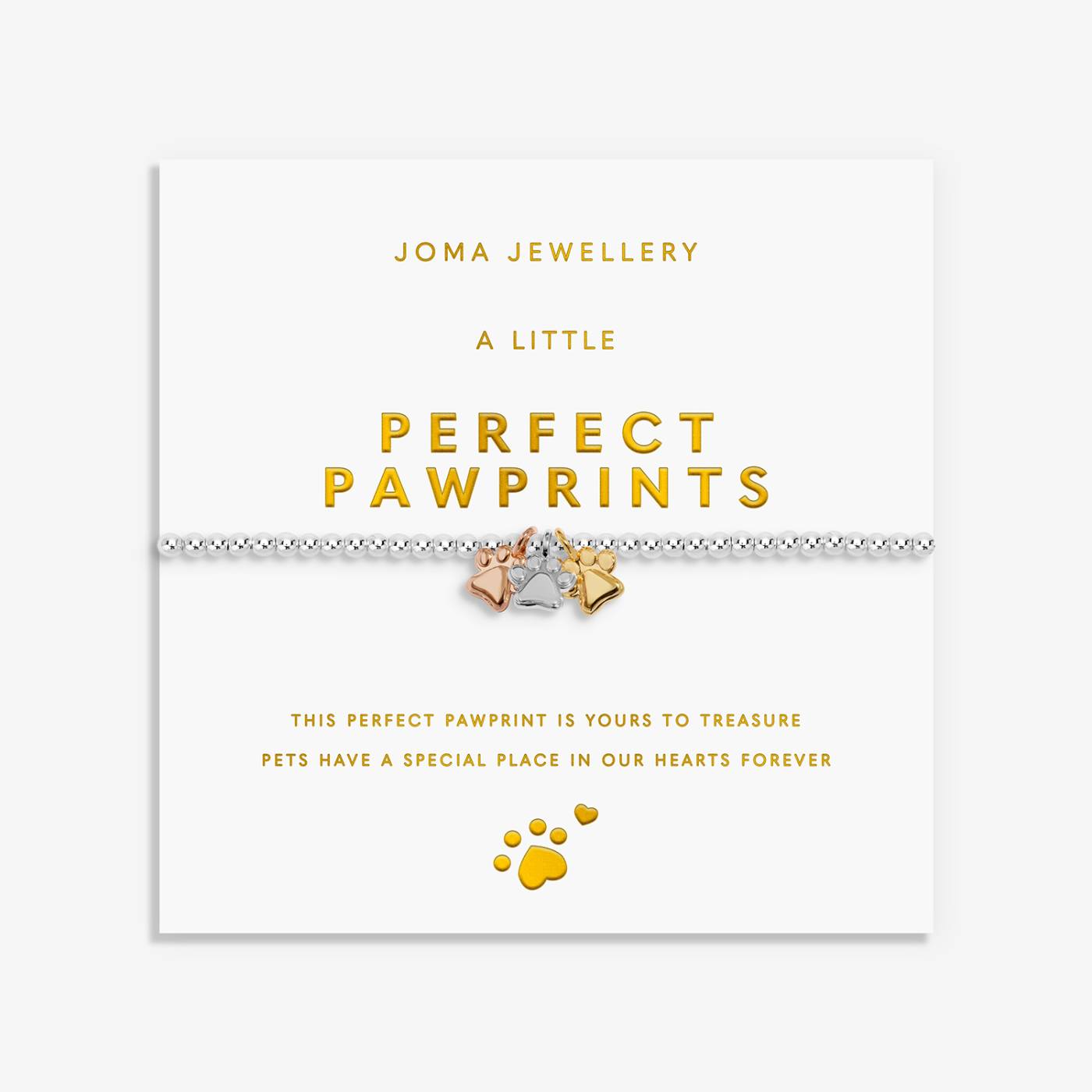 Joma Jewellery A Little Charmed Moments 'Perfect Paw Print' Bracelet In Silver, Gold, and Rose Gold Plating