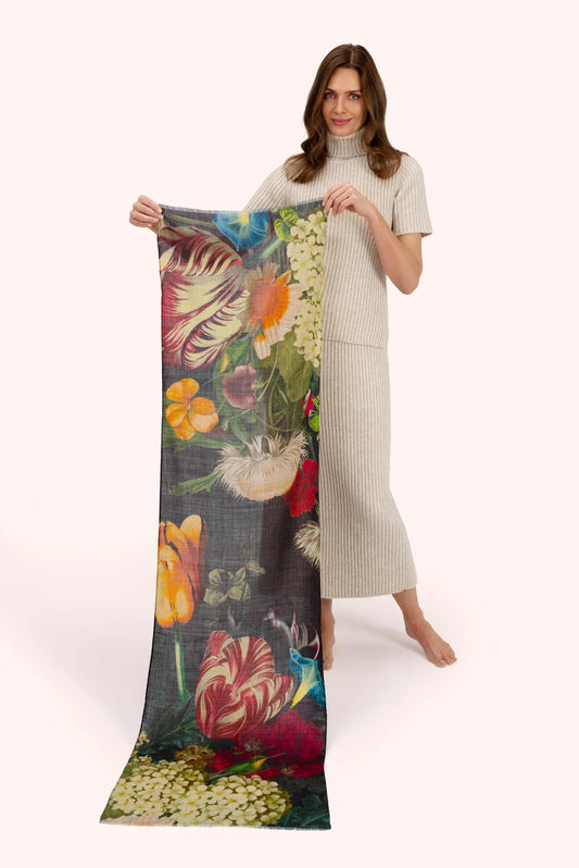 Powder Wool Wrap Scarf Opulent Florals