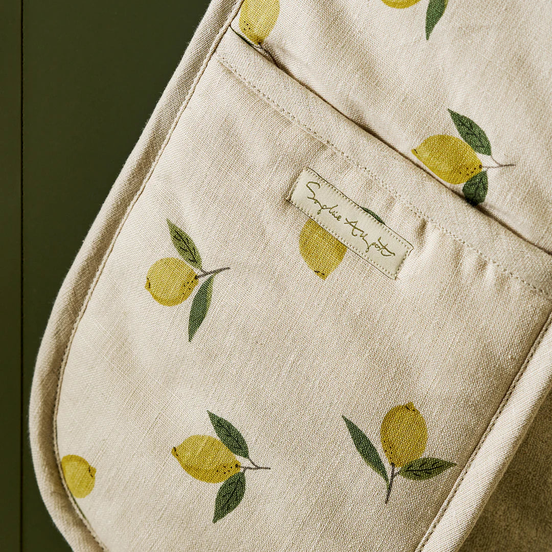 Sophie Allport Lemon Linen Double Oven Gloves
