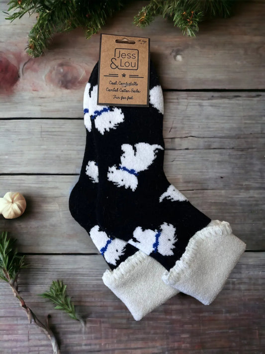 Jess & Lou Westie Black Super Cosy Sock