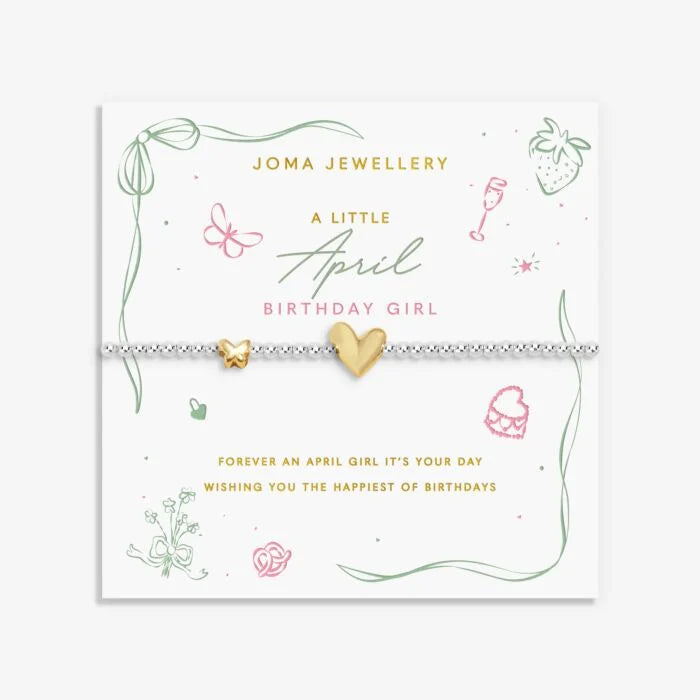 Joma Jewellery Birth Month A Little 'April' Bracelet in Silver and Gold Plating