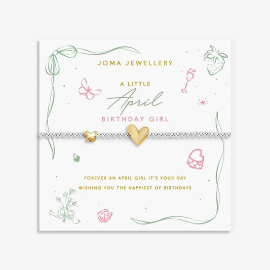 Joma Jewellery Birth Month A Little 'April' Bracelet in Silver and Gold Plating