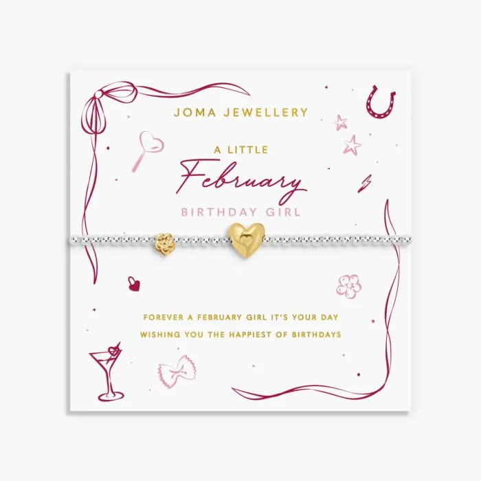 Joma Jewellery Birth Month A Little 'February' Bracelet in Silver and Gold Plating
