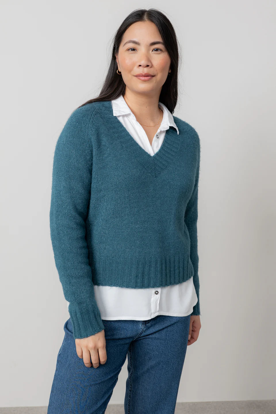 Lily & Me Woodchester V-Neck Boxy Knit Jumper