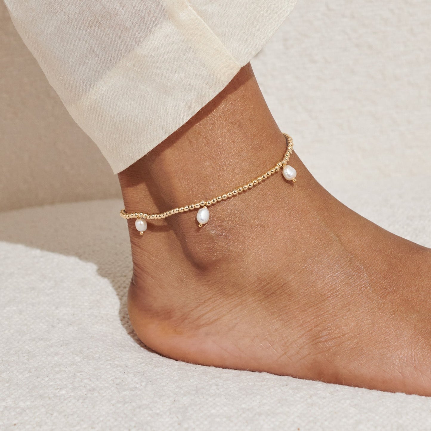 Three Pearl Gold Anklet (Gold Plated)