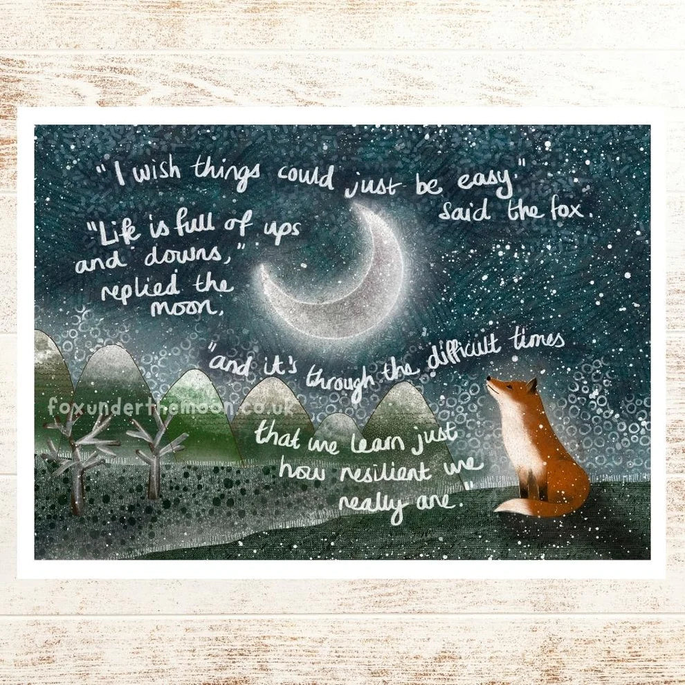 Fox Under The Moon “Resilient” Art Print