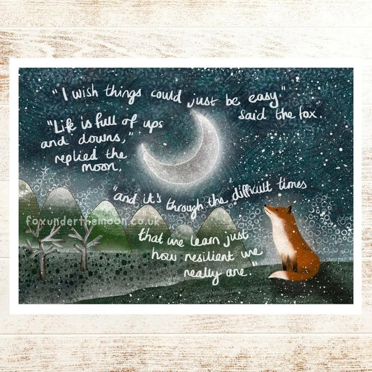 Fox Under The Moon “Resilient” Art Print