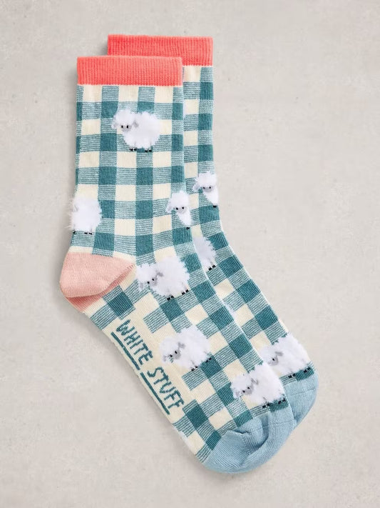 White Stuff Patterned Fluffy Ankle Sock