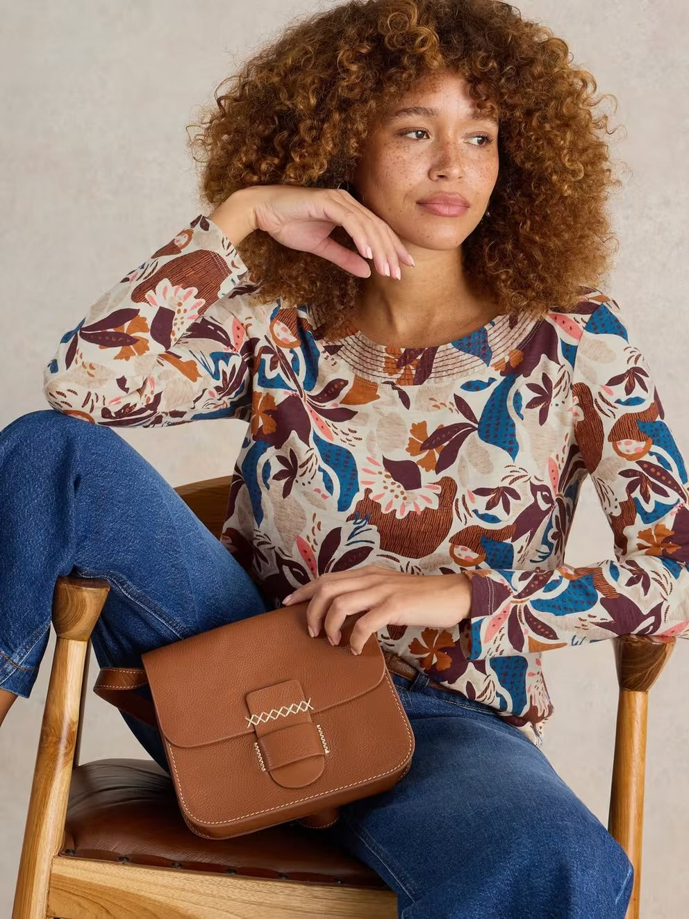 White Stuff Long Sleeve Weaver Tee