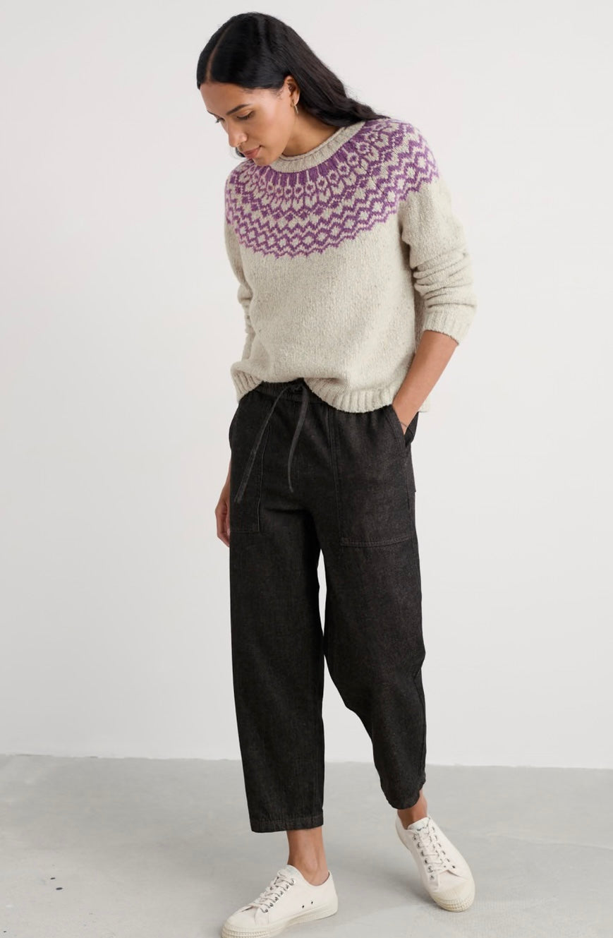 Seasalt Port Kinnis Jumper Merino - Wag Tail Aran Spring Heather