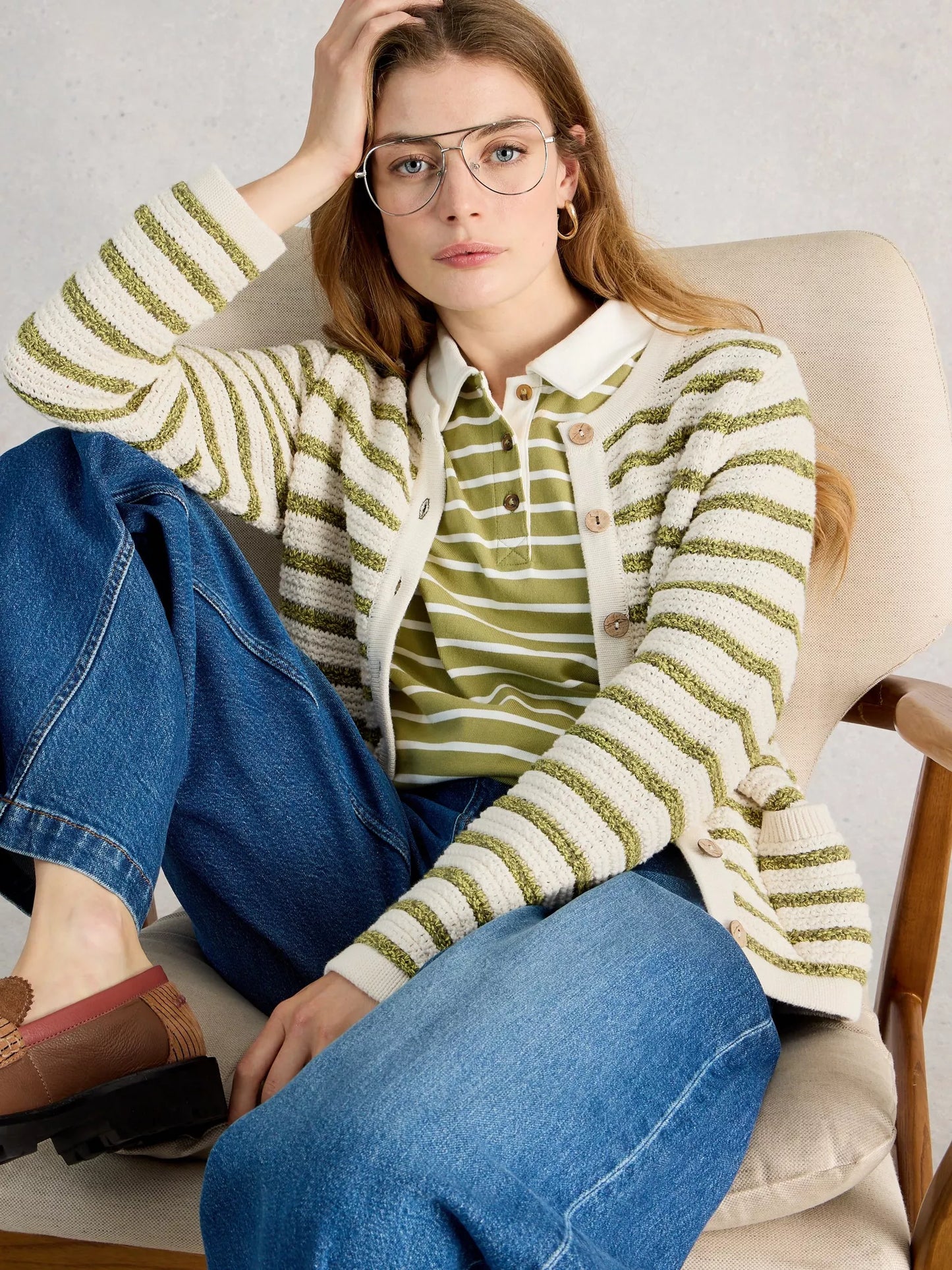 White Stuff Belle Stripe Cardi