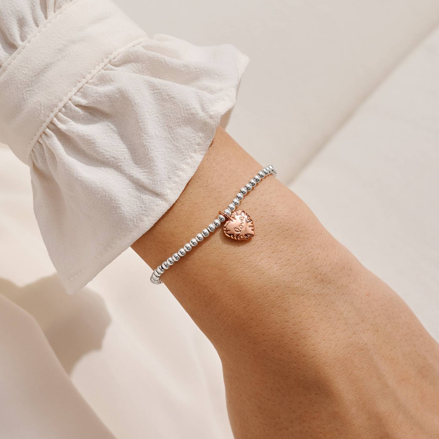 Joma Jewellery A Little 'Birthday Love' Bracelet In Silver and Rose Gold Plating