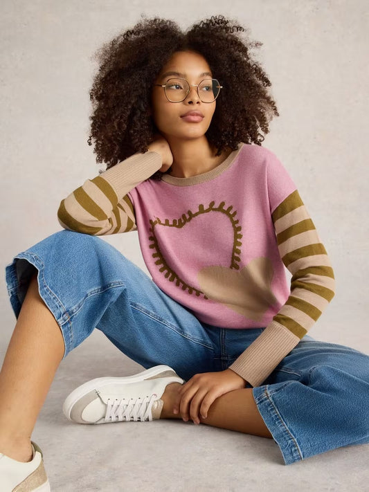 White Stuff Olive Heart Jumper