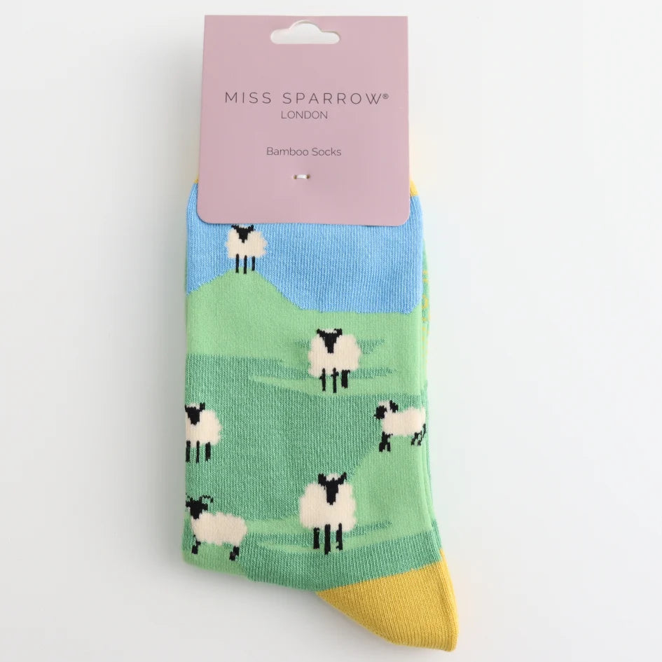 Miss Sparrow Highland Sheep Socks Denim