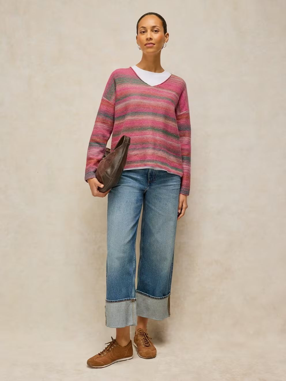 White Stuff Spacedye V Neck Jumper