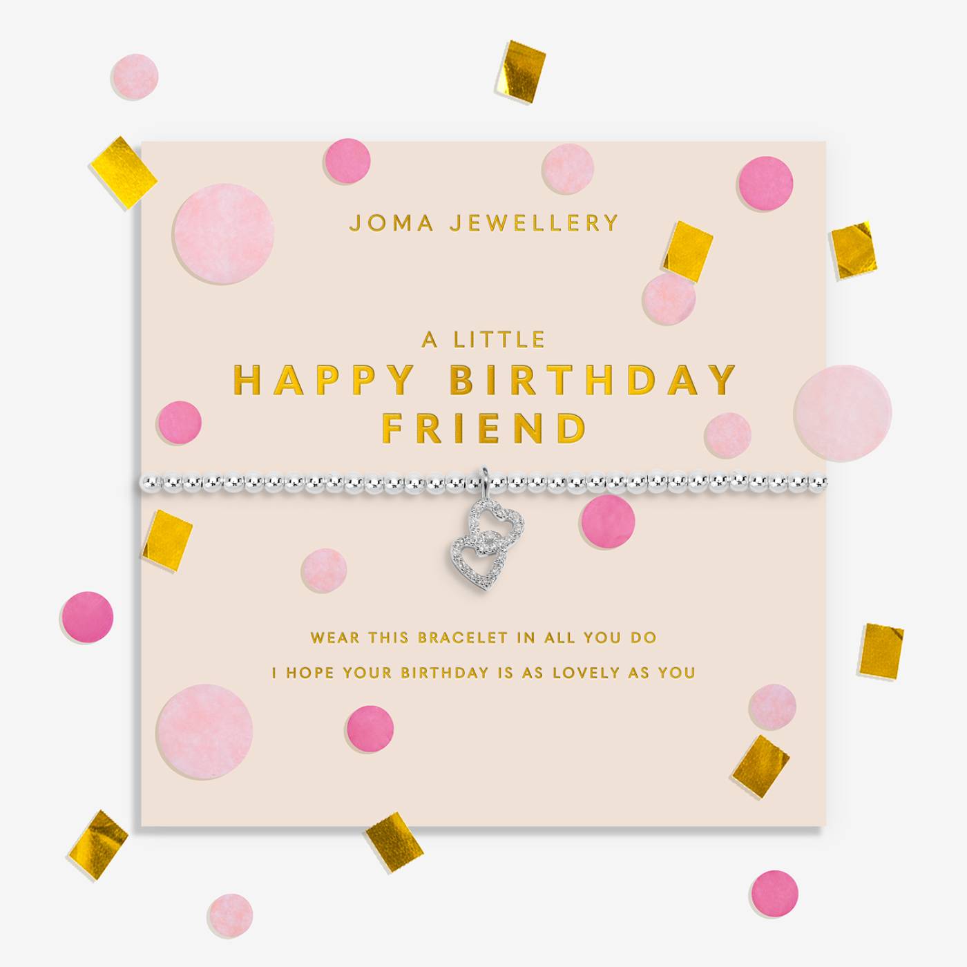 Joma Jewellery Confetti A Little 'Happy Birthday Friend' Bracelet In Silver Plating