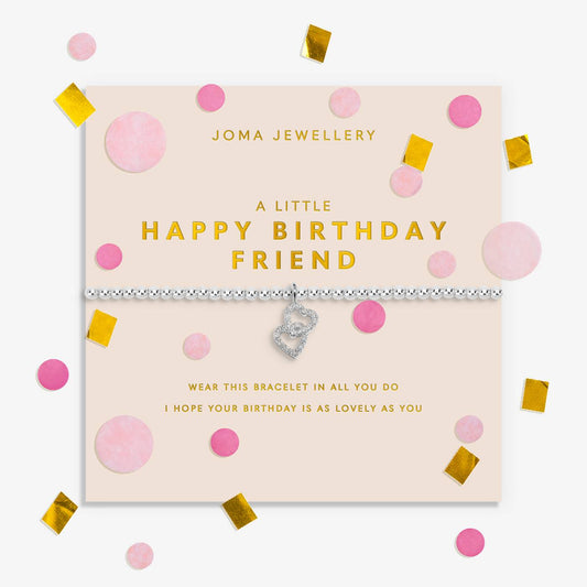 Joma Jewellery Confetti A Little 'Happy Birthday Friend' Bracelet In Silver Plating