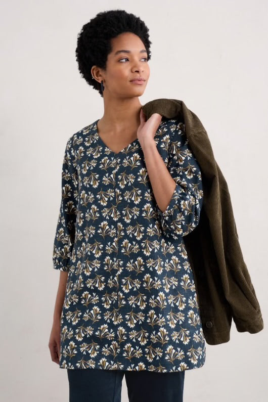 Loganberry Tunic Printed Seaweed Maritime