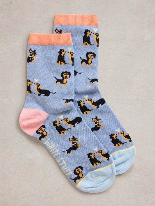 White Stuff Kissing Sausage Dog Ankle Socks