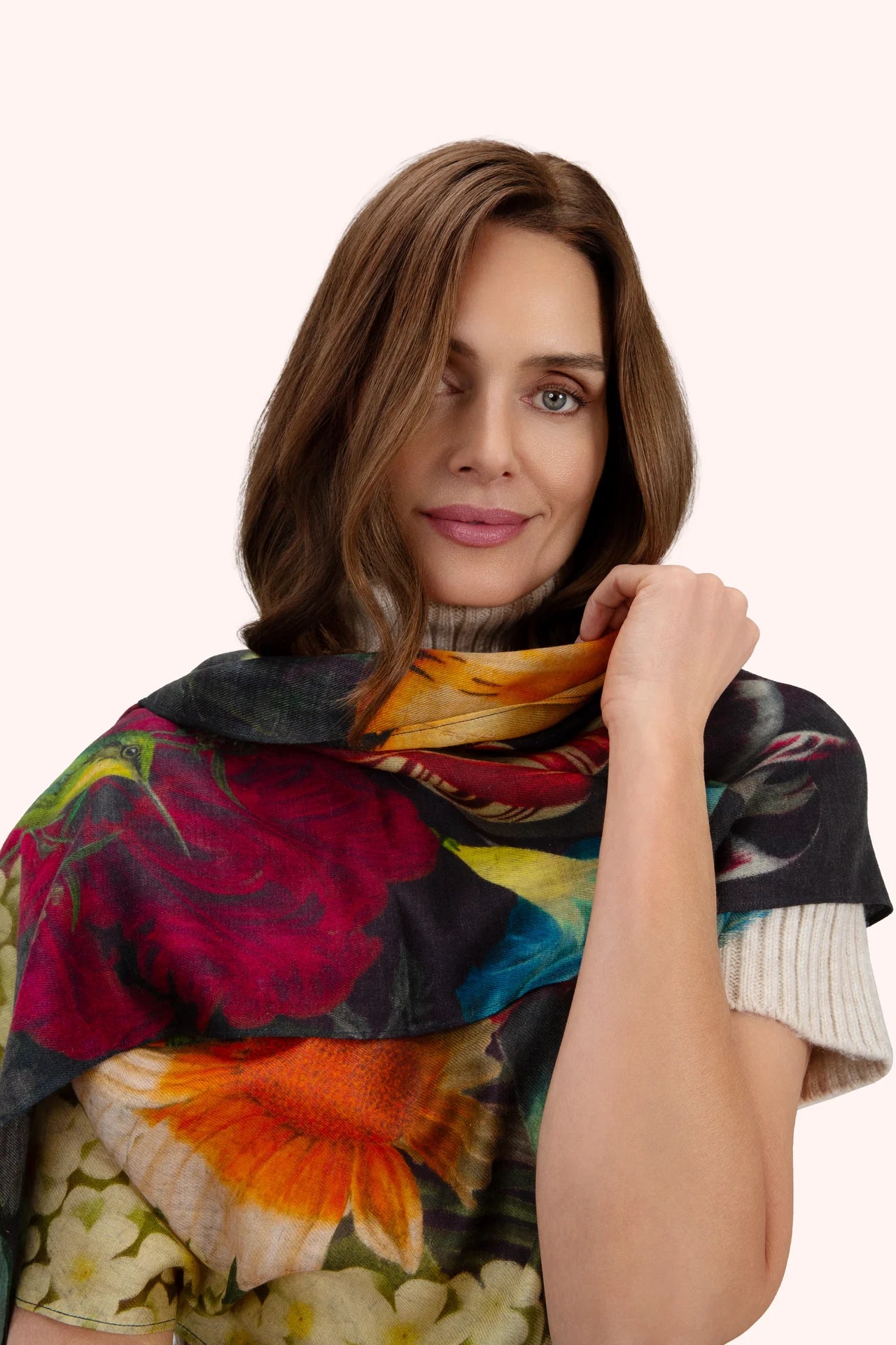 Powder Wool Wrap Scarf Opulent Florals