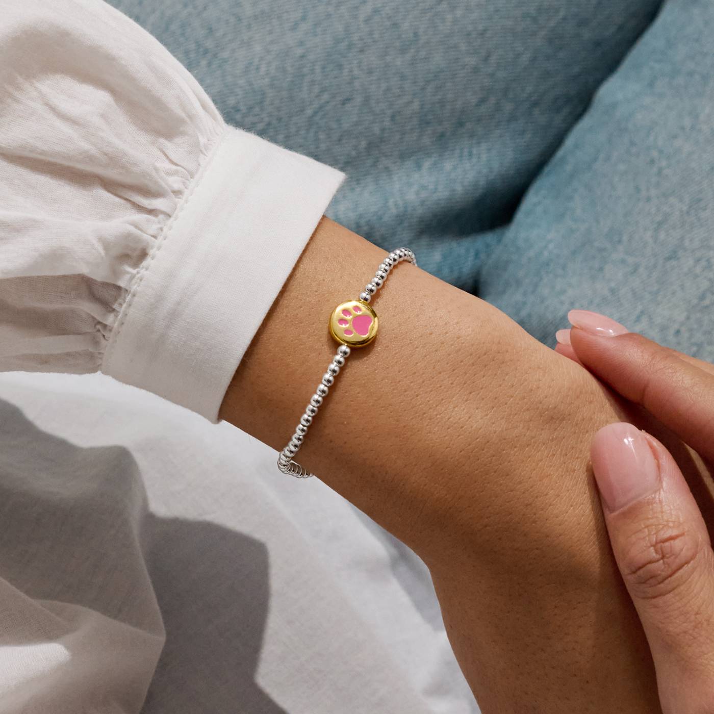 Joma Jewellery A Little 'A Little 'Pawsitive Vibes' Bracelet In Silver and Gold Plating