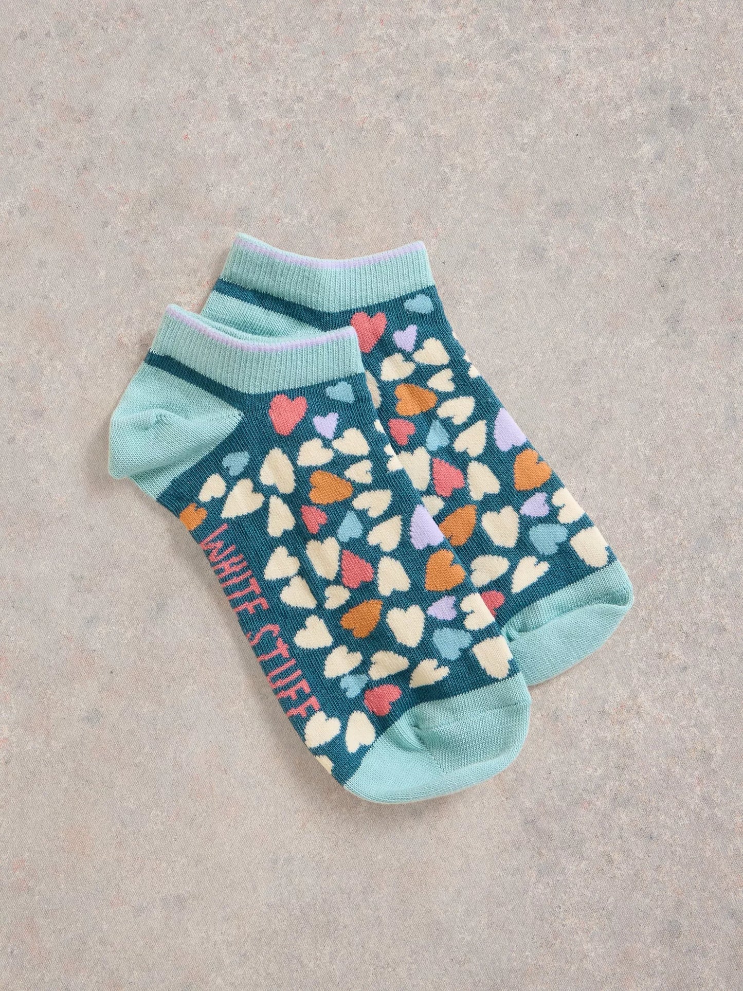 White Stuff Heart Print Trainer Socks