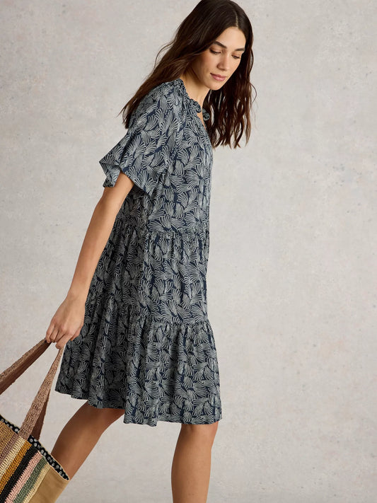 Sophia Crinkle Dress in Navy