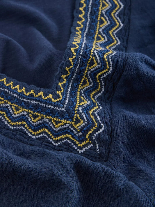Lucie Embroidered Top in Navy