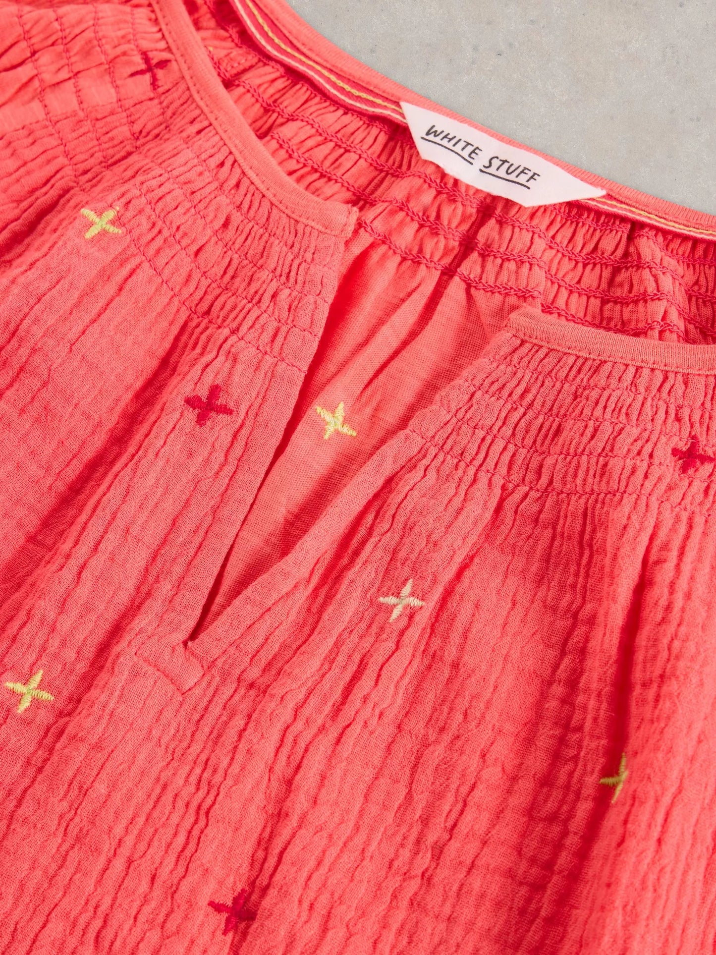 White Stuff Luella Embroidered Top Coral