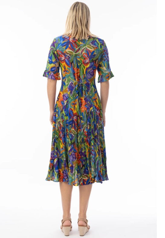 Orientique Zapallar Print Short Sleeve Dress