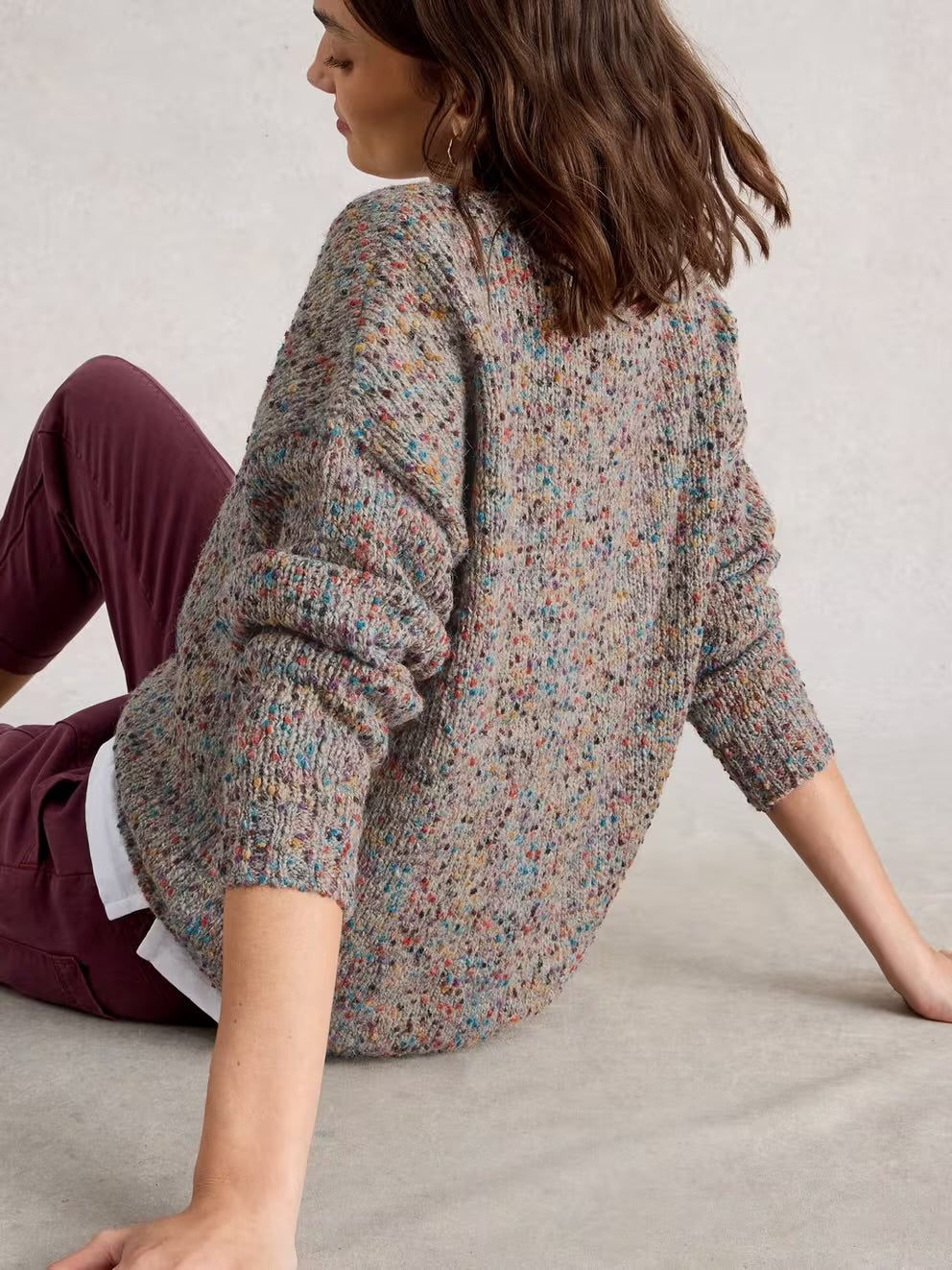 White Stuff Textured V neck Jumper