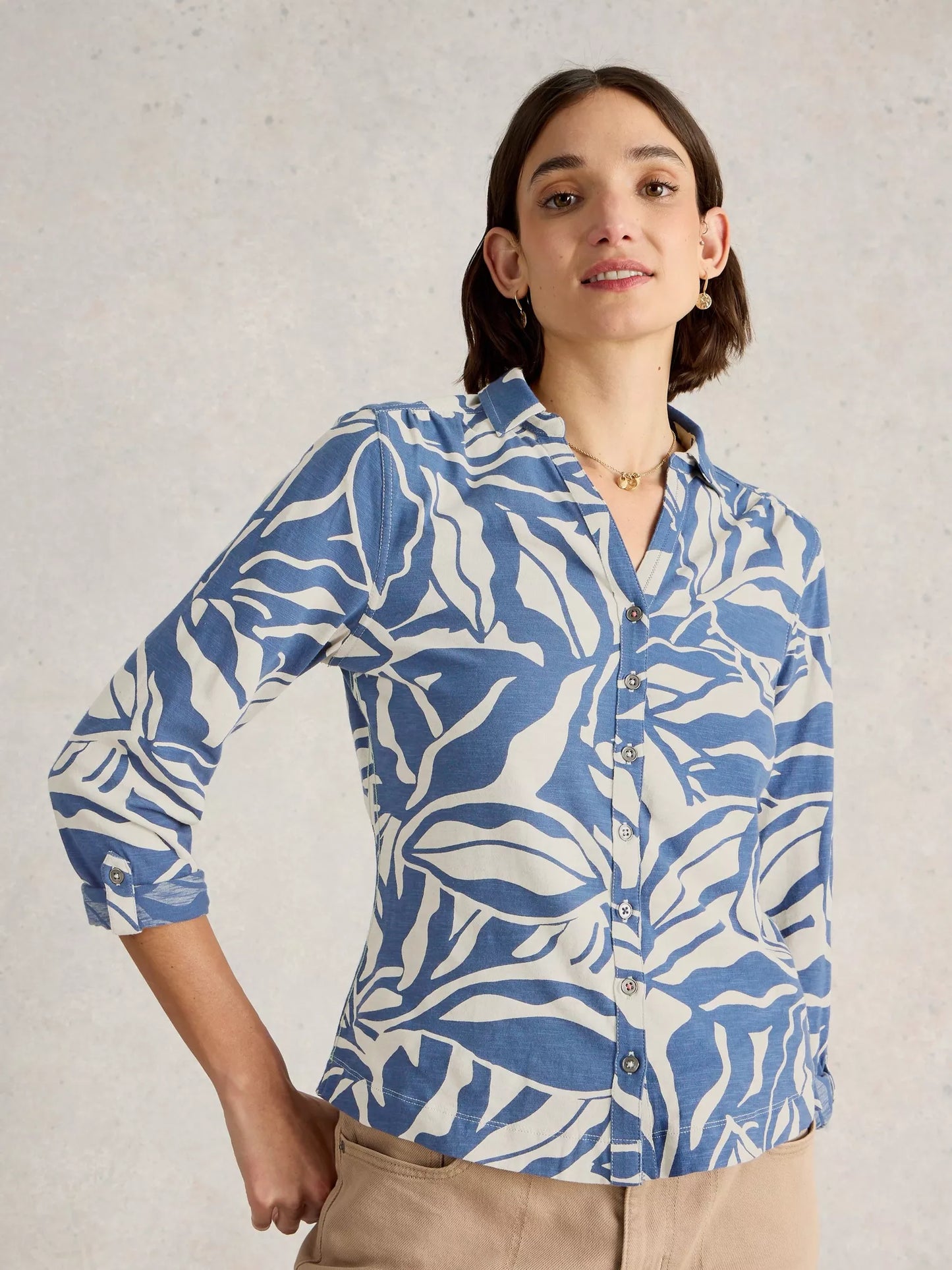 White Stuff Annie Collared Jersey Shirt