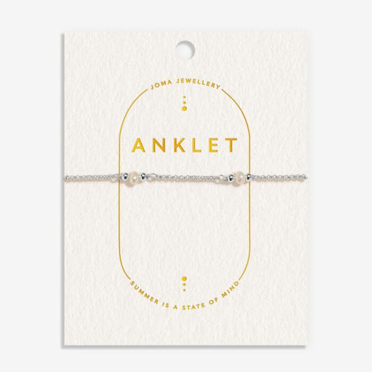 Joma Jewellery Anklet Pearl Silver Plated