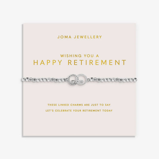 Joma Jewellery Forever Yours 'Wishing You A Happy Retirement' Bracelet In Silver Plating