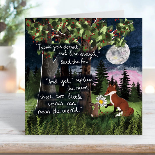 Fox Under The Moon Card “Thank You”