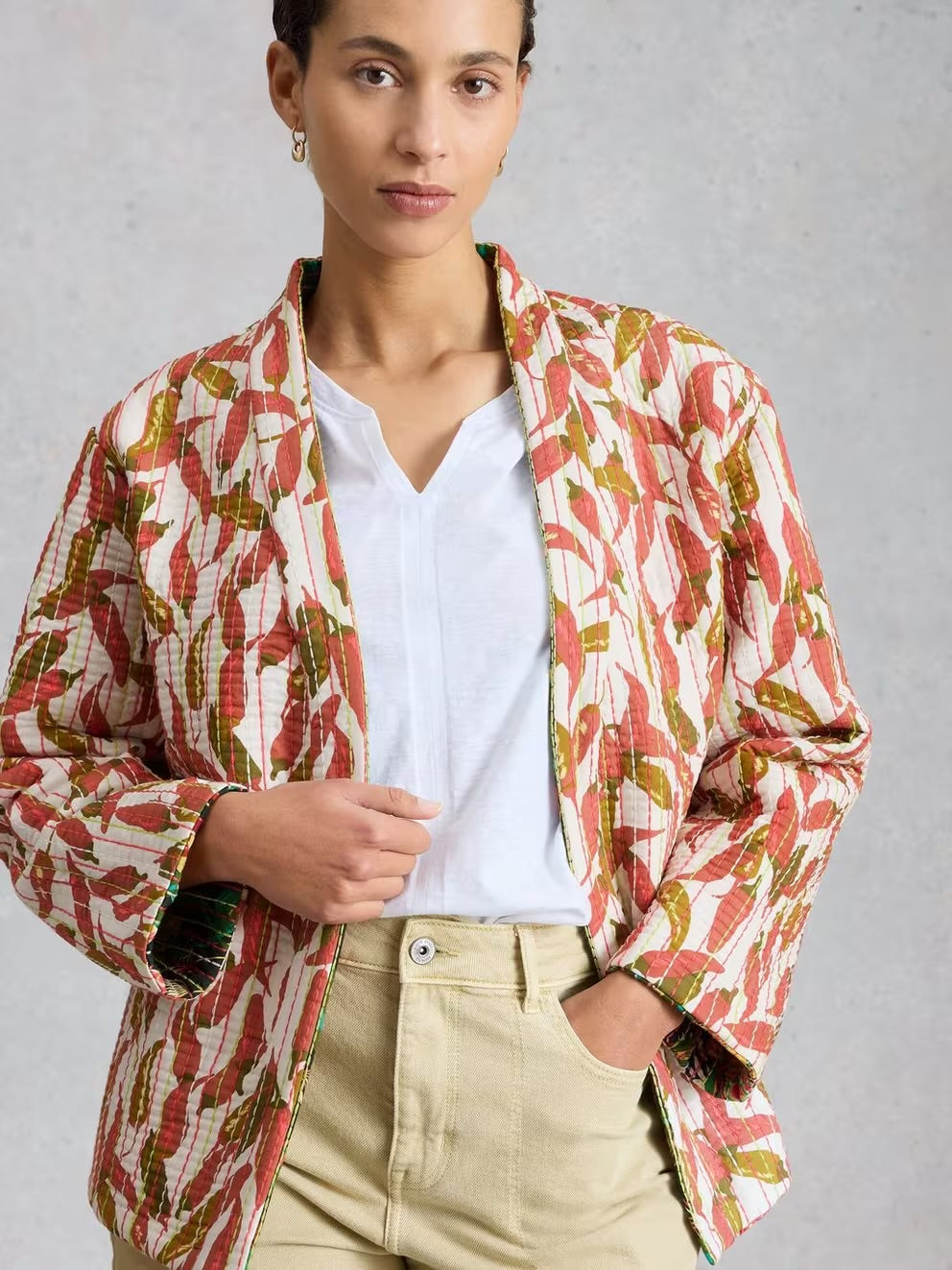 White Stuff Printed Quilted Jacket