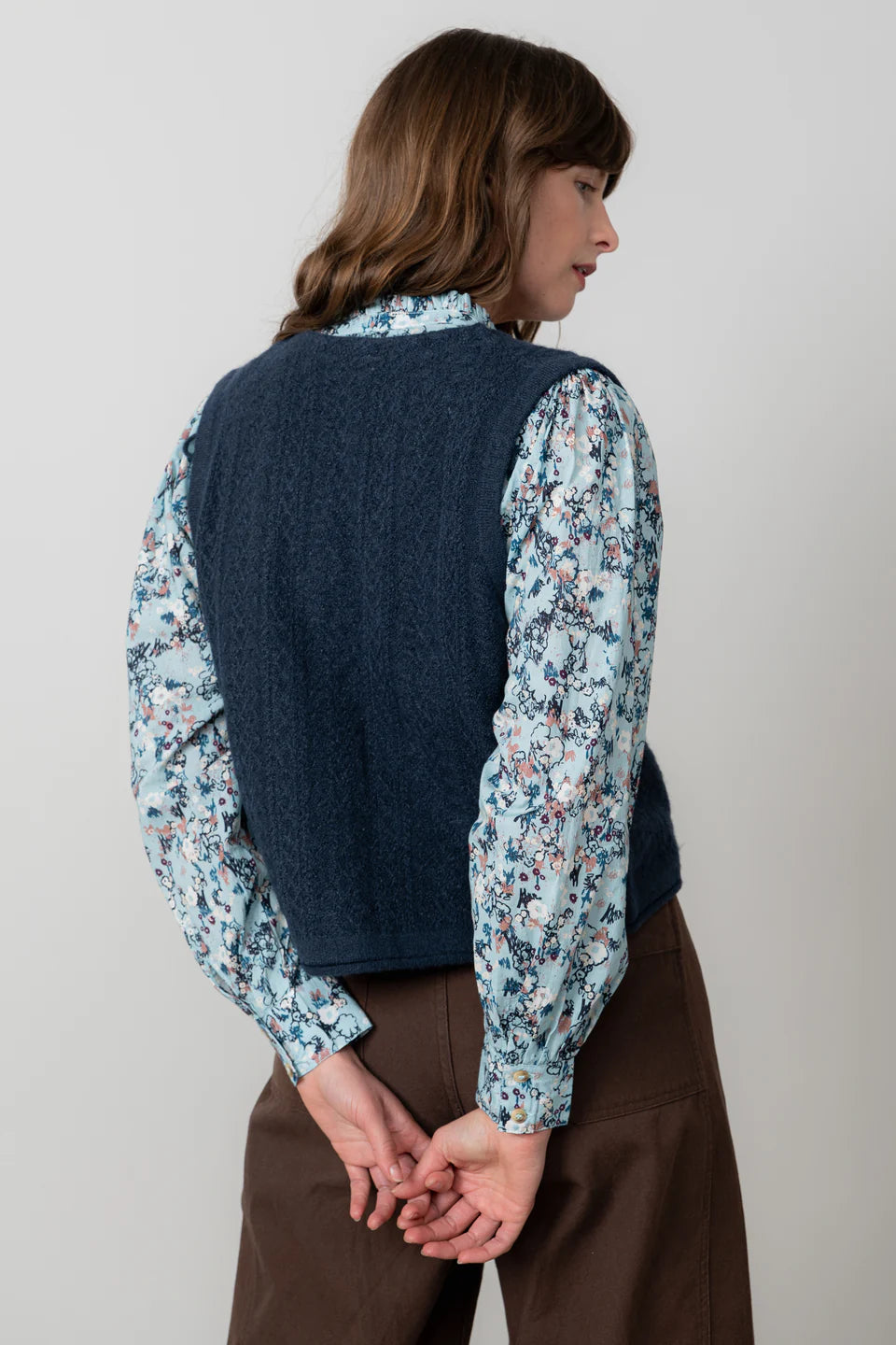 Lily & Me Marly Sleeveless Pointelle Knit Cardigan Navy