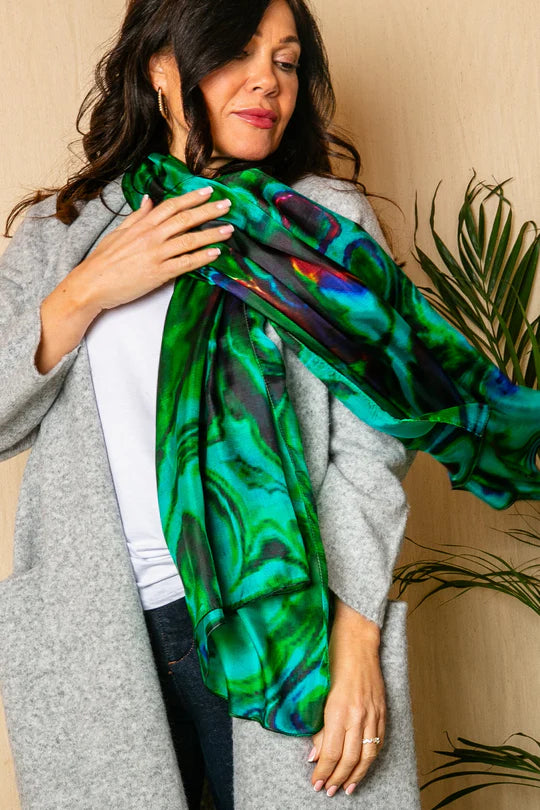 Silk Scarf Abstract Green