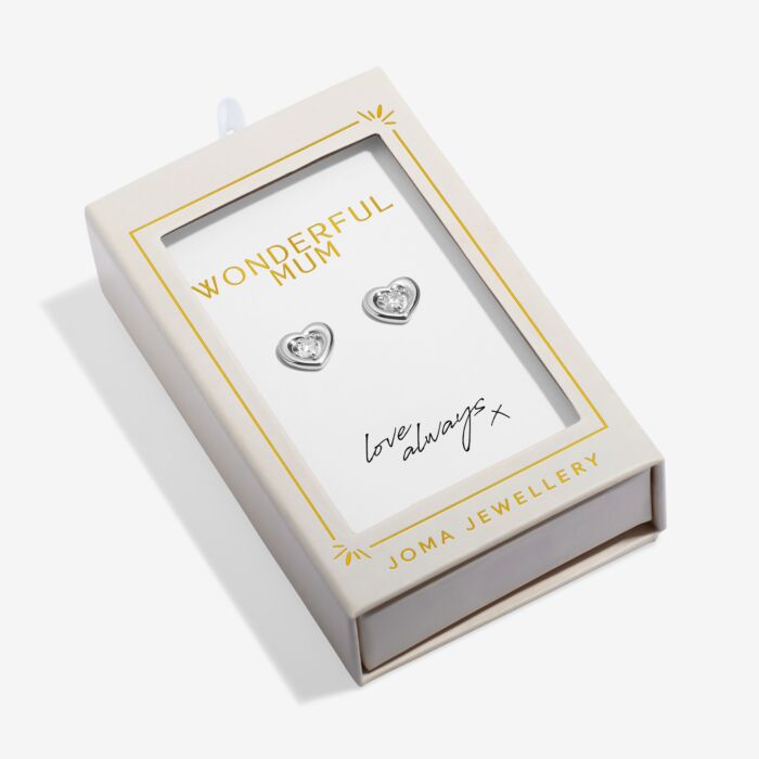 Joma Jewellery Moments To Shine ‘Wonderful Mum’ Silver Stud Earrings