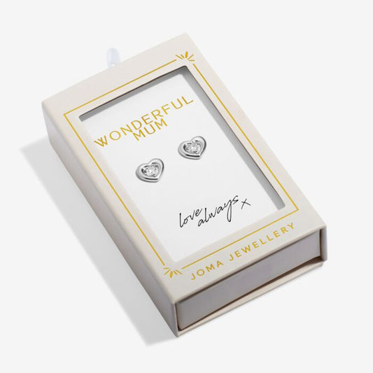 Joma Jewellery Moments To Shine ‘Wonderful Mum’ Silver Stud Earrings