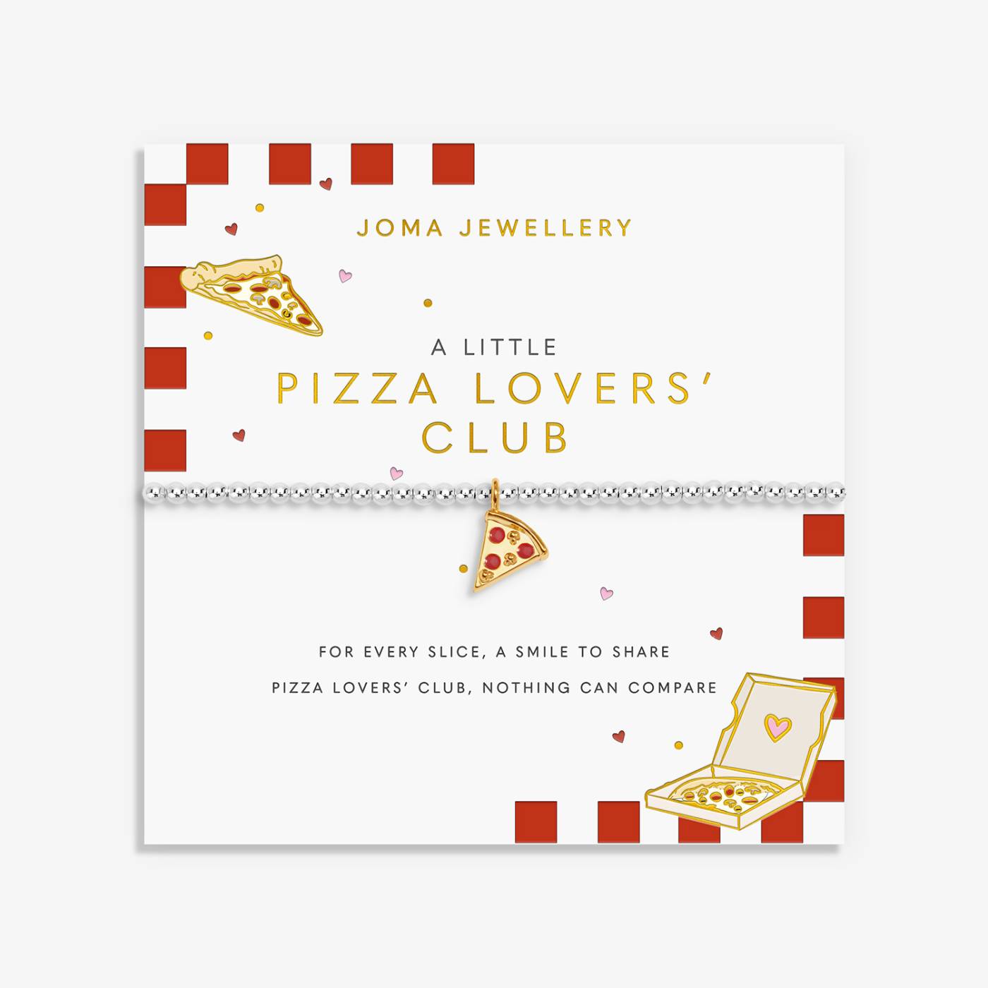 Joma Jewellery A Little Vibes 'Pizza Lovers Club' Bracelet In Silver Plating