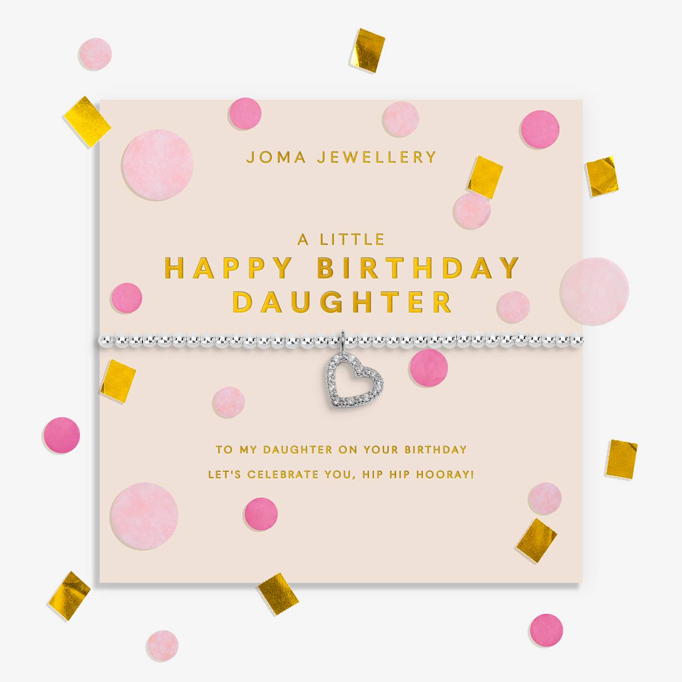 Joma Jewellery Confetti A Little 'Happy Birthday Daughter' Bracelet In Silver Plating