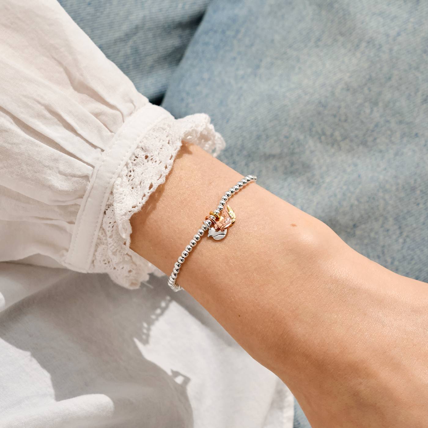 Joma Jewellery A Little Charmed Moments 'Robins Appear When Loved Ones Are Near' Bracelet In Silver, Gold, and Rose Gold Plating