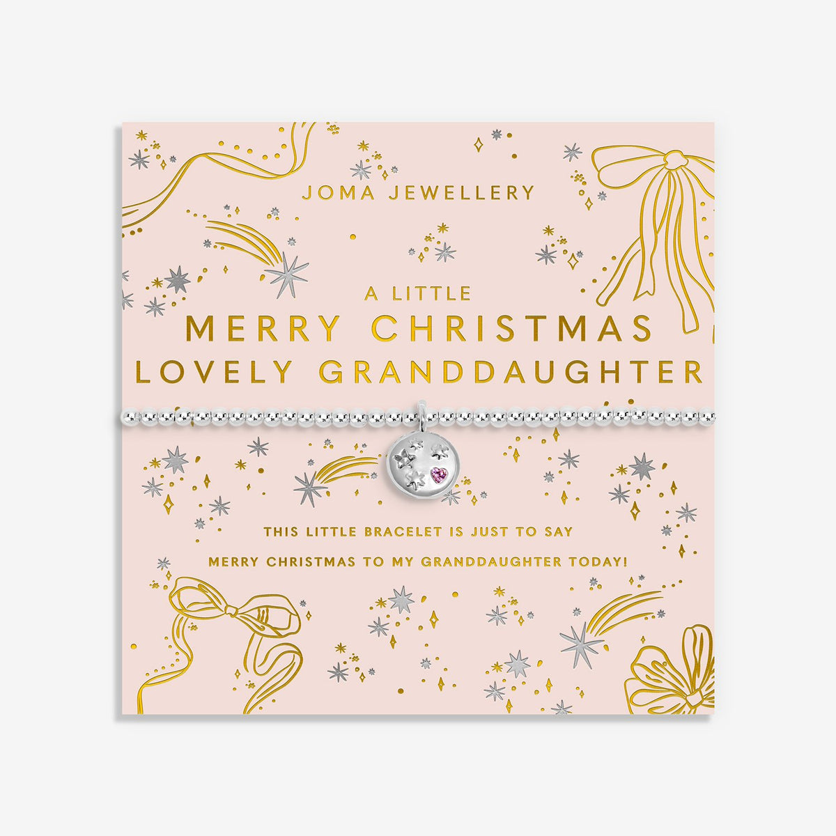 Joma Christmas A Little 'Merry Christmas Lovely Granddaughter' Bracelet In Silver Plating